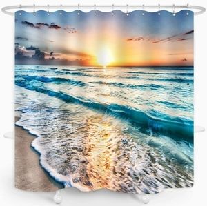 NIP Ocean Sunrise Shower Curtain with rings